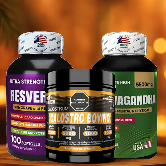 Resveratrol, Calostro Bovino y Ashwagandha
