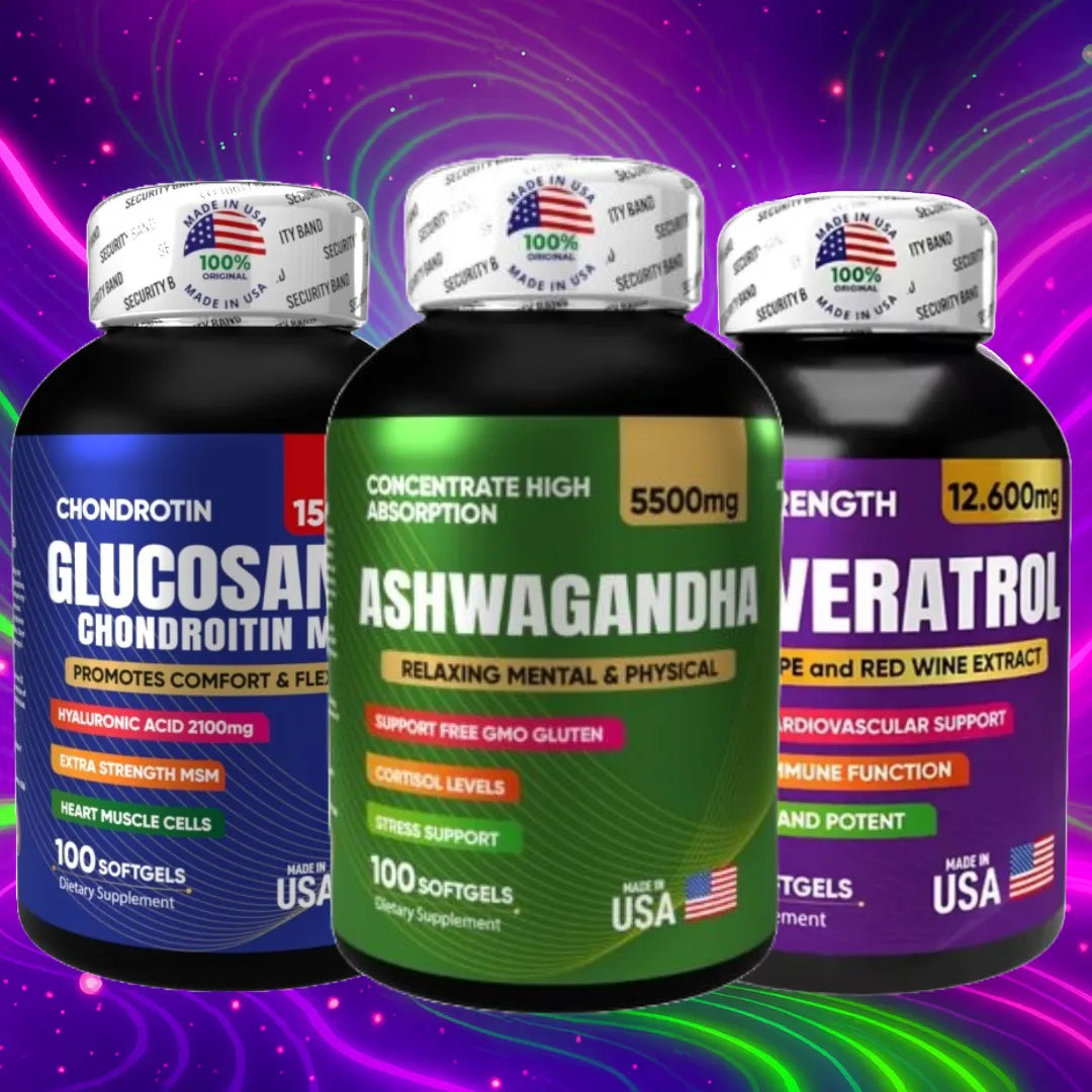 Ashwagandha, Glucosamina y Resveratrol : PAGUE 2 LLEVE 3